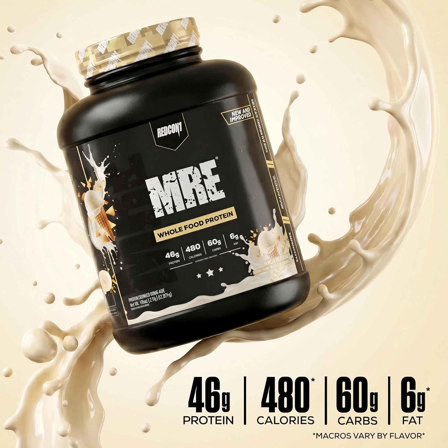 REDCON1 MRE Whole Food Protein Powder, Fudge Brownie - Meal Replacement Made with Animal and Plant Based Protein Sources, Nutrient and Calorie Dense, 0g Added Sugar (24 Servings)