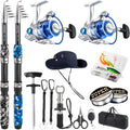 Tripquips Fishing Pole Combo, 6.9ft Telescopic Rods Set, Collapsible Fishing Rods 2PCS Spinning Reel Set with Carrier Bag Freshwater Fishing Rod and Reel Combos Kits