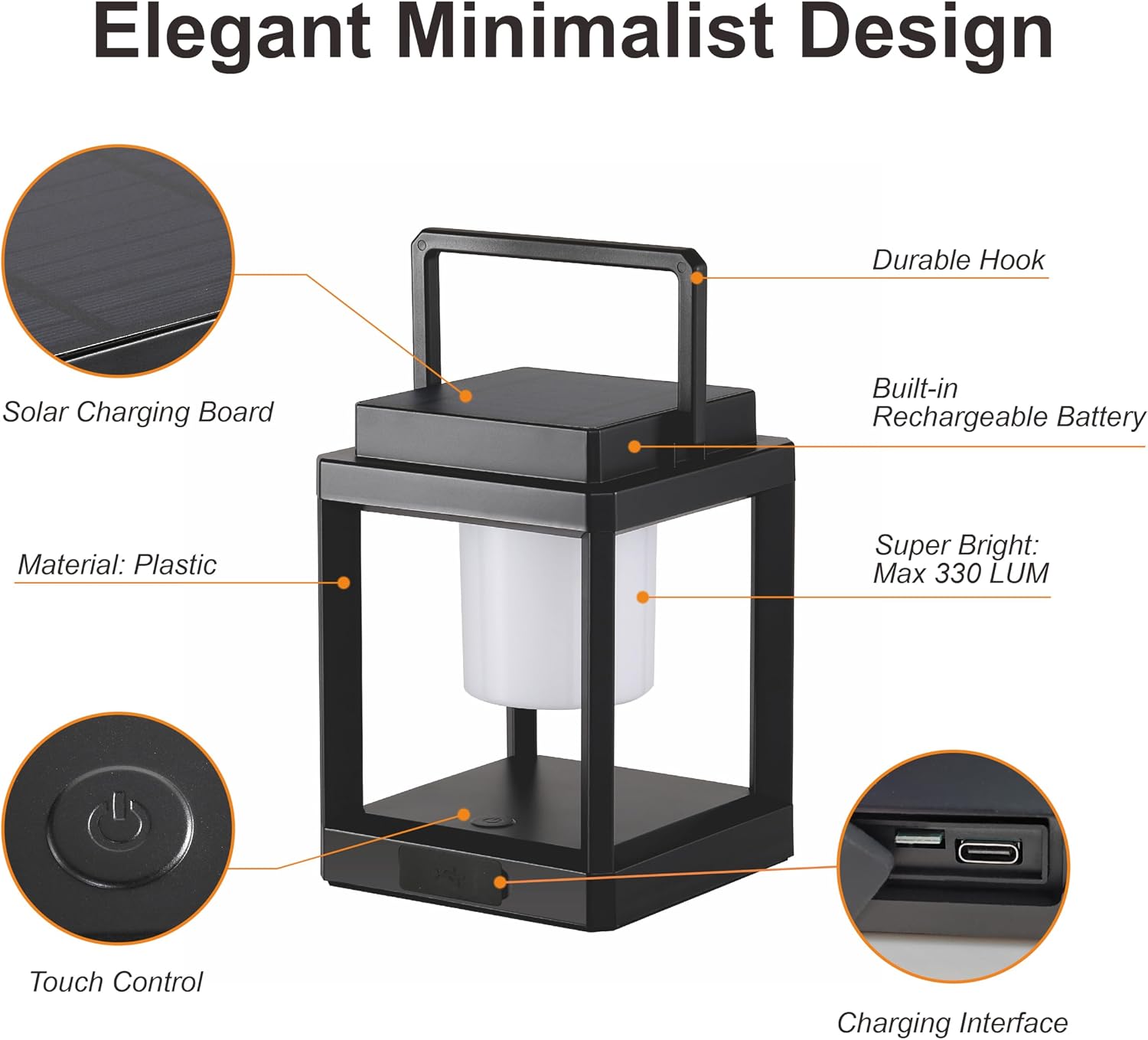 Outdoor Table Lamp, Brightness LED Nightstand Lantern, Portable Rechargeable Solar Lamp Waterproof, Touch Control Outdoor Lamps Cordless Lights Decorative for Patio/Walking/Reading/Camping