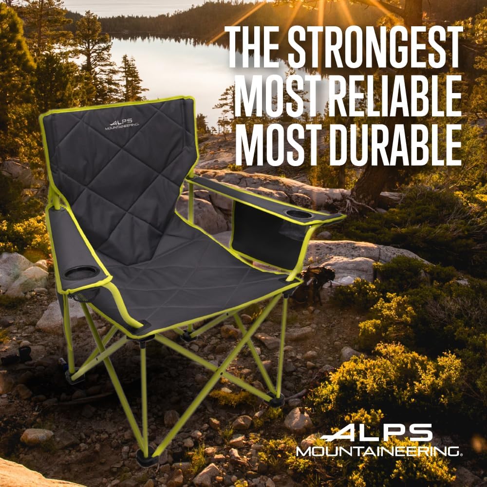 ALPS Mountaineering King Kong Camping Chairs for Adults with Mesh Cup Holders and Pockets, Built Durable and Reliable with Compact Foldable Steel Frame