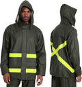 Men's Hi-Vis Waterproof Rain Jacket, Reflective Work Coat