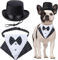 Yewong 2 Pieces Pet Formal Accessories Set - Pet Top Hat with Formal Pet Tuxedo Bandana Collar Birthday Party Gradation Halloween Costumes Accessories for Dog Cat (Set-A) One Size