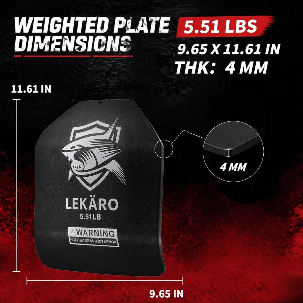 Weighted Vest Plates Set, Curved Front and Flat Back Weight Plates, 9.8 x 11 Inch, Ergonomic for Men and Women, Rust Resistant, CrossFit, Murph, Rucking, Strength Training