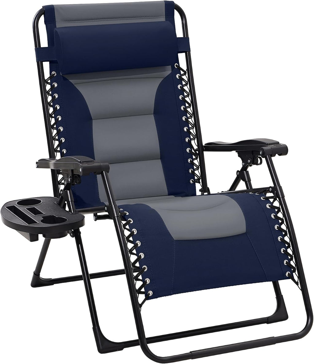 JEAREY Zero Gravity Chair, Oversized Padded Recliner - Navy/Gray