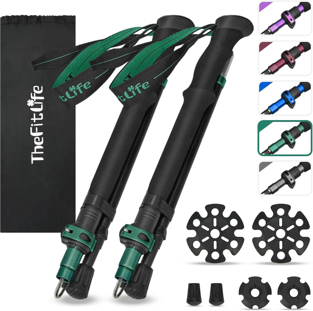 TheFitLife Folding Trekking Poles for Hiking, Lightweight Walking Sticks