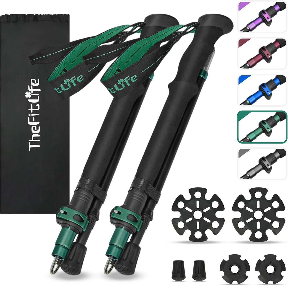 TheFitLife Folding Trekking Poles for Hiking, Lightweight Walking Sticks