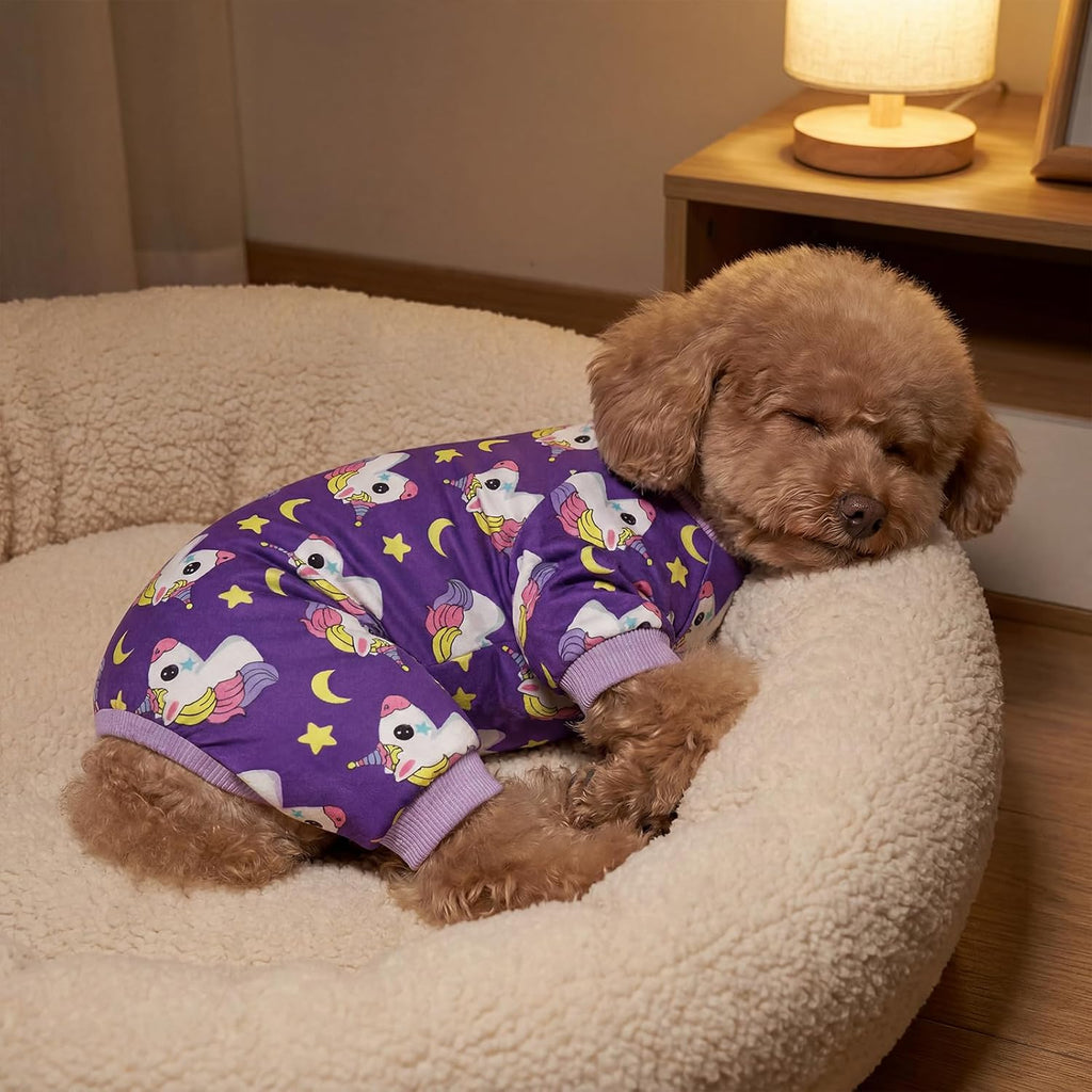 XPUDAC 4 Pack Dog Pajamas for Small Dogs Pjs Clothes Puppy Onesies, M