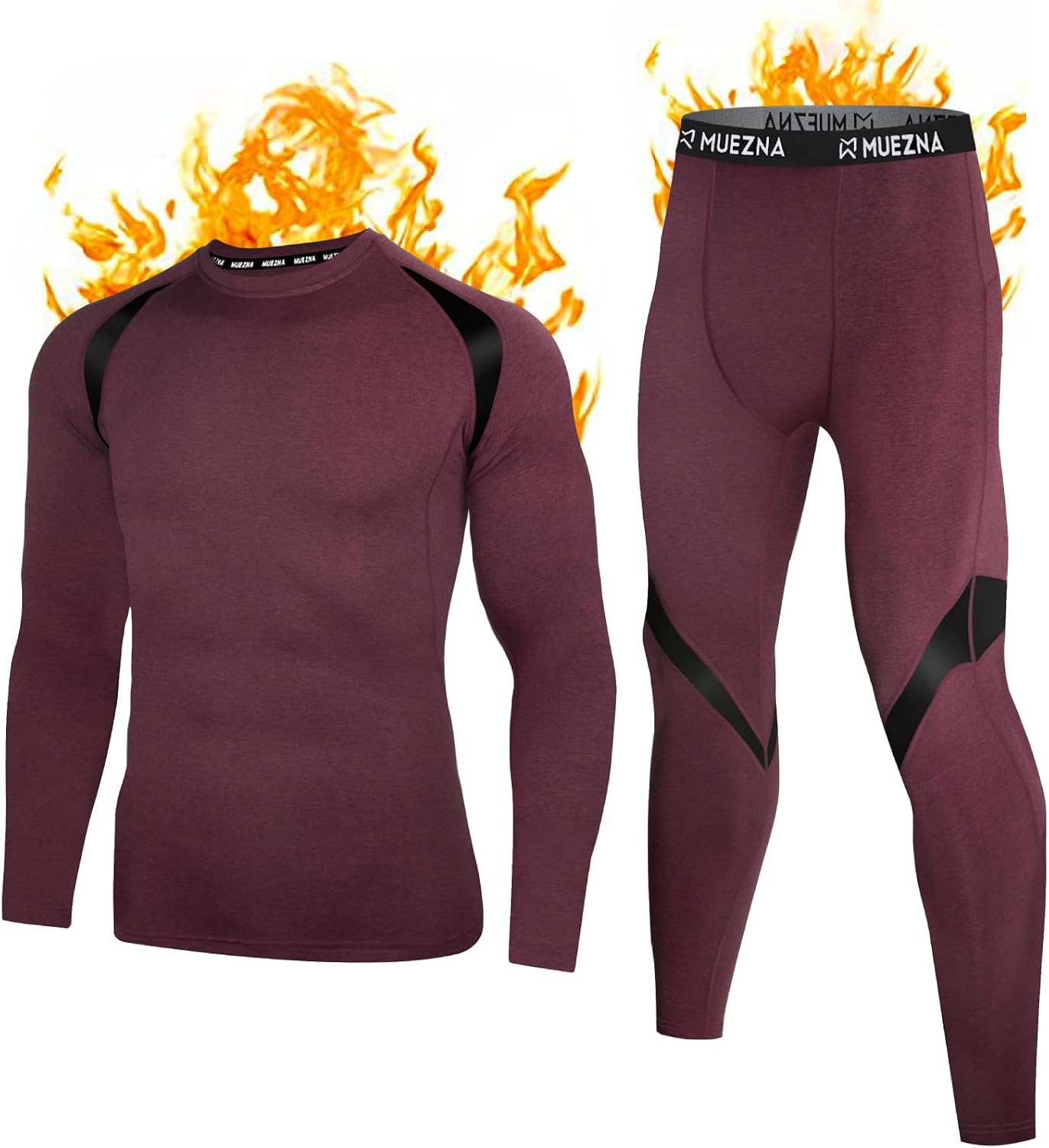 Muezna Men's Thermal Top and Bottom Set Underwear Long Johns Base Layer
