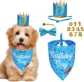 PTDECOR Dog Birthday Hat, Blue Boy Dog Birthday Bandana Set, Small