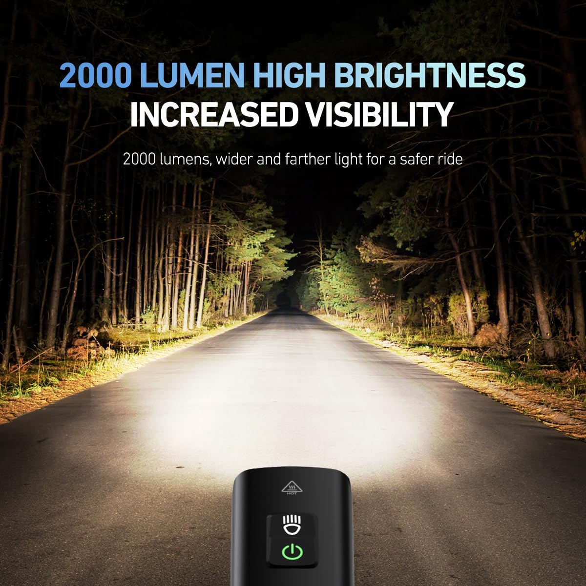 Bike Light Set - 2000 Lumen USB Rechargeable Headlight & Safety Tailligh, 5+4 Modes, 200M Visibility, Tool-Free Mount - IPX6 Waterproof Aluminum Alloy for Mountain/Commute Biking