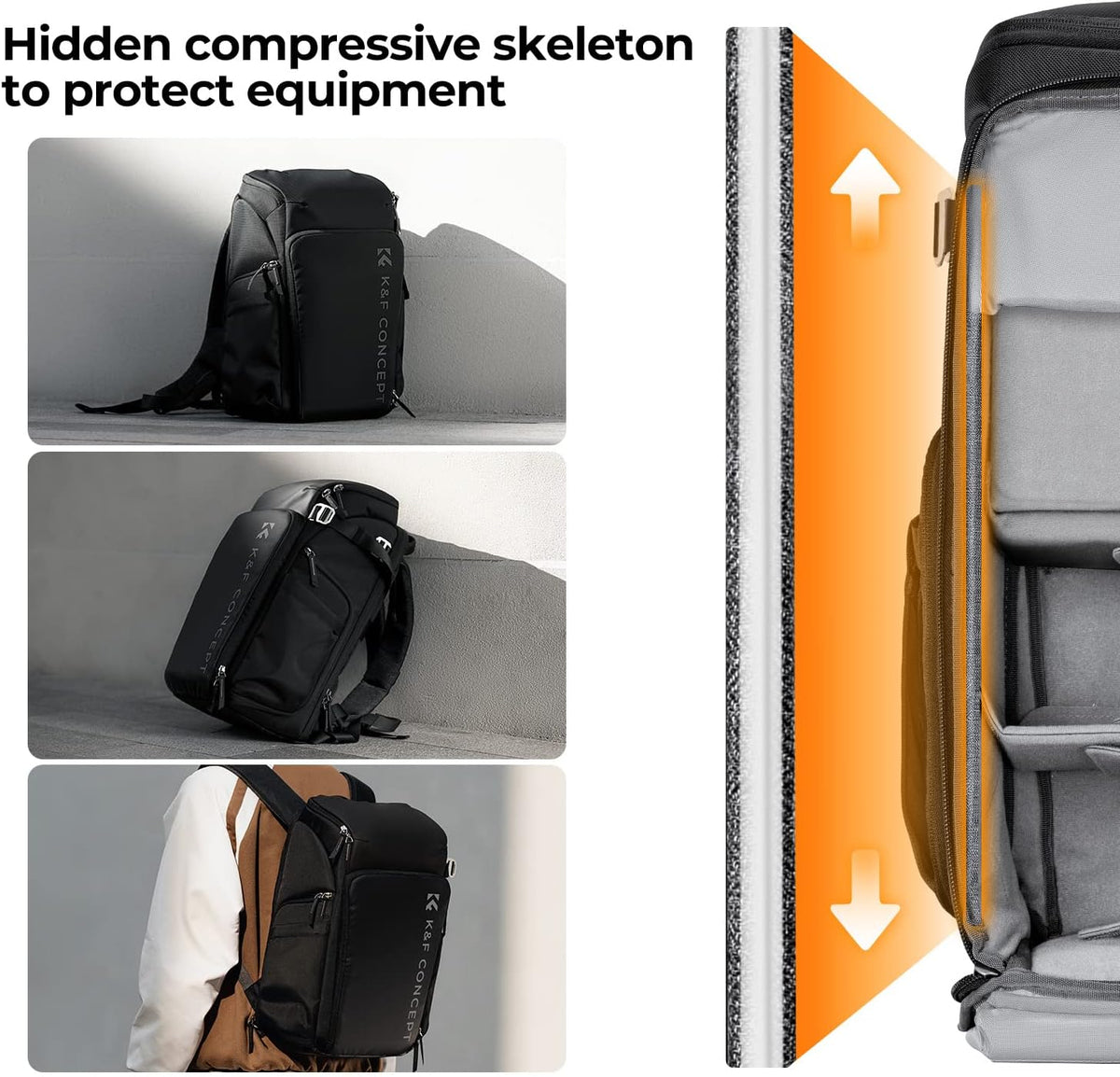 K&F CONCEPT Camera Backpack, 22L Expandable Camera Bag with Rain Cover
