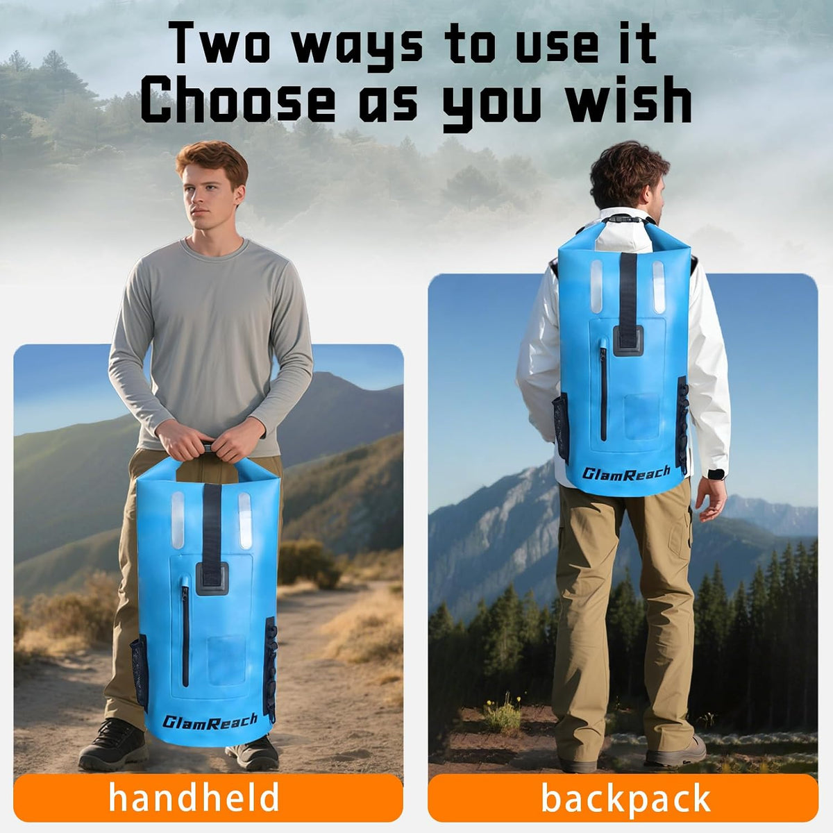 Waterproof Backpack, 35L Dry Bag for kayaking, Hiking, Travel, Camping,Fishing & Paddle Boarding with 2L dry bag for Men &Women
