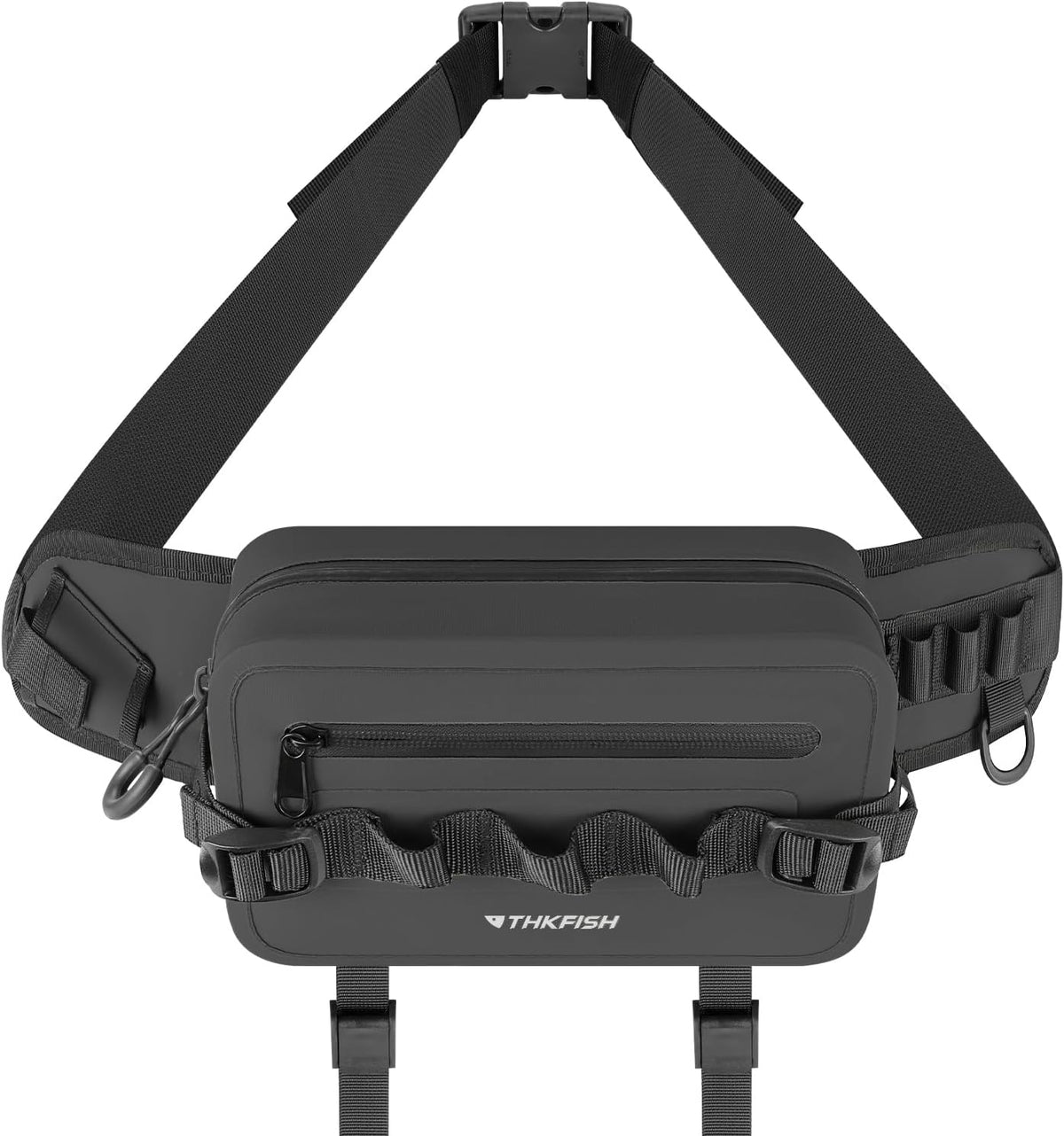 THKFISH Waterproof Fishing Waist Pack, Large Fishing Tackle Bag with Adjustable Strap, Airtight Zipper Closure, Lightweight Sling Fishing Waist Bag for Fly Fishing, Brown