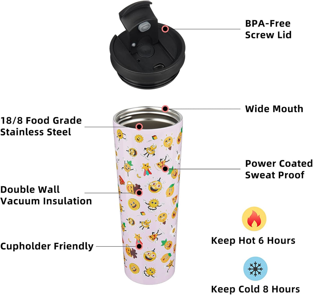 BJPKPK 34oz Coffee Tumbler with Straw, Insulated Stainless Steel Cup