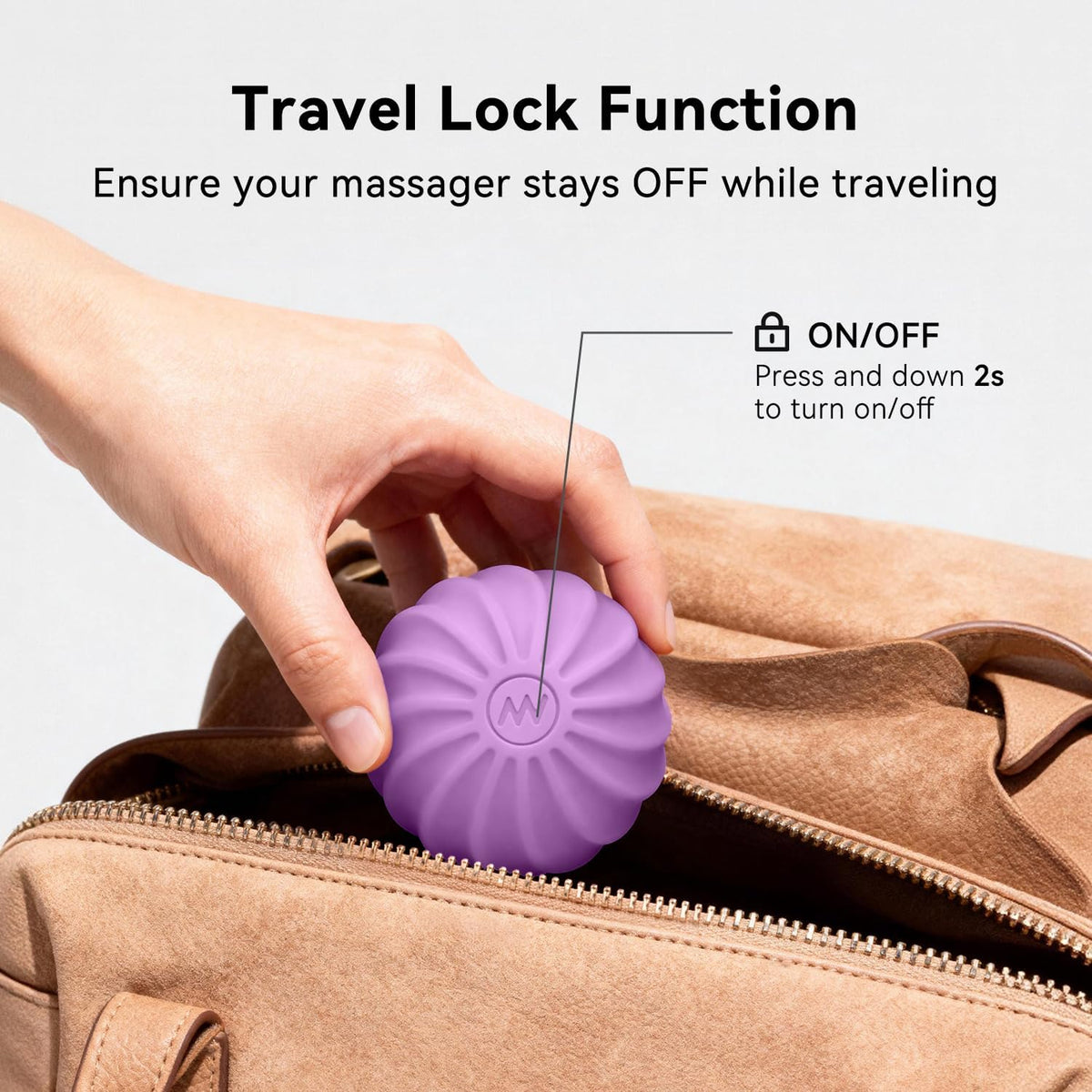 2.4" Mini Electric Vibrating Massage Ball, 10-Speed Fitness Yoga Massage Roller for Palm, Hand, Foot, Leg, Neck, Back, Multi-Directional Massage Ball (Lavender)