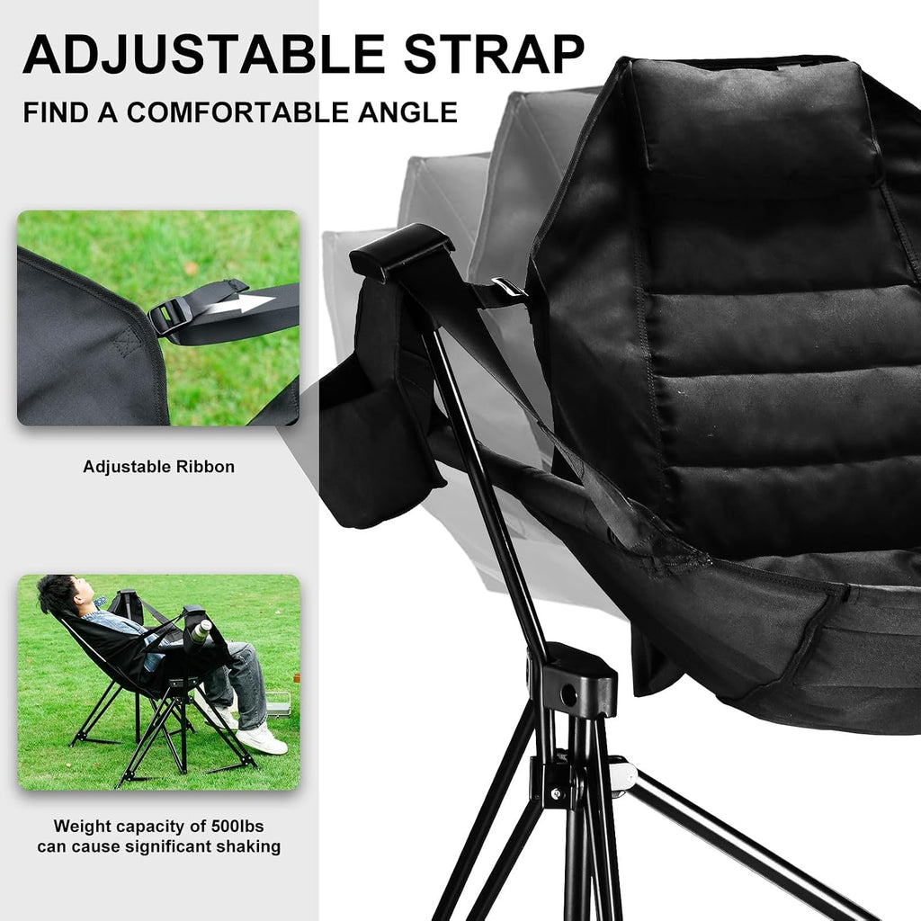 Hammock Camping Chair Folding 350lbs Foldable Portable Rocking Chairs for Adults Outside Swinging Camp with Stand Lawn Garden Hanging Outdoor