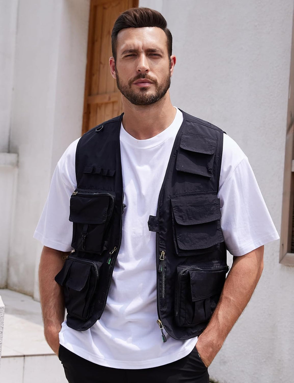 Yimoon Mens Utility Fishing Vest Lightweight Safari Cargo Vest