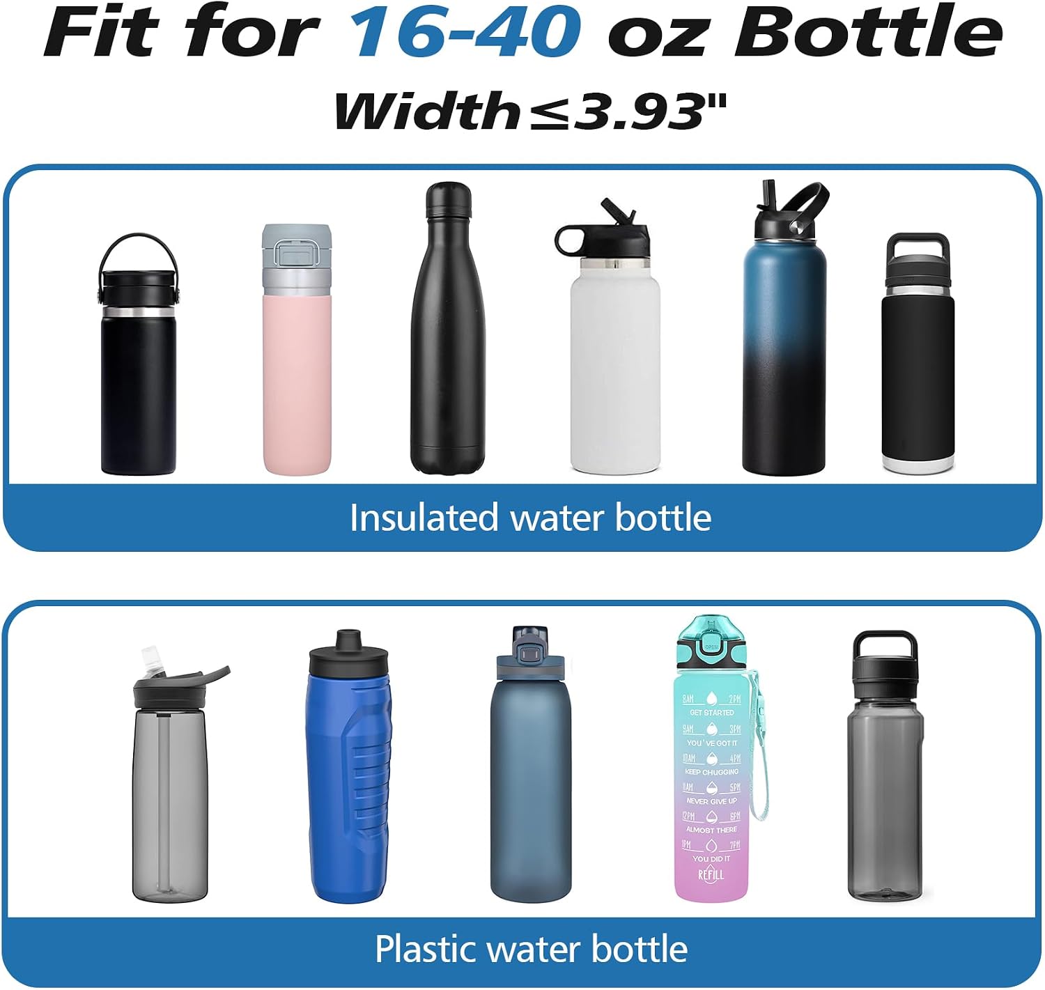 AceTreker 32 40 oz Water Bottle Carrier with Strap, Neoprene Water Bottle Sleeve Bag with 2 Pockets Insulated Flask Sling Holder for Walking Hiking Gym