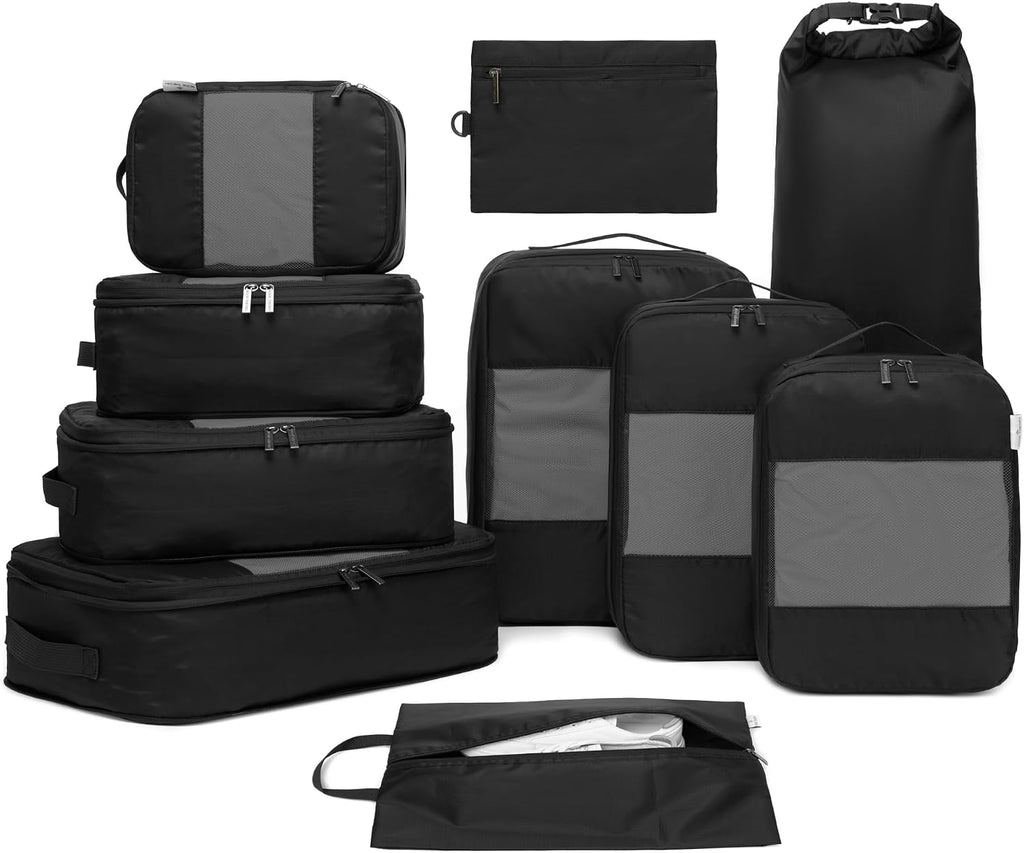 6-Pack Large Compression Packing Cubes for Travel - Lightweight Compression Packing Cube Set, Water-Resistant Luggage Organizer Bags & Suitcase Organizers, Travel Cubes for Carry-On, Checked Luggage