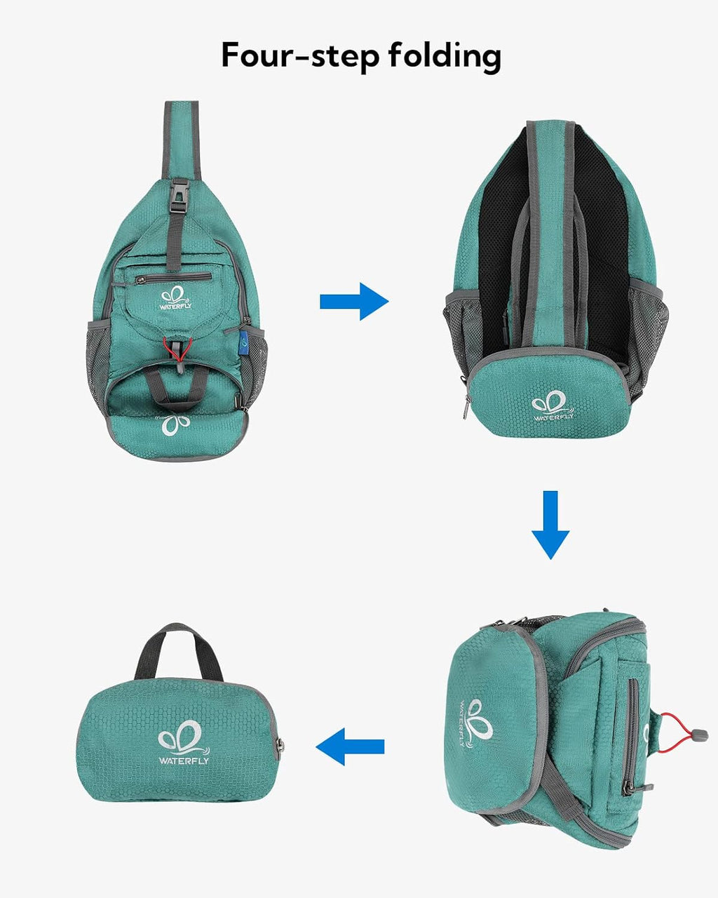 WATERFLY Packable Sling Backpack Lightweight Crossbody Bag Travel Daypack