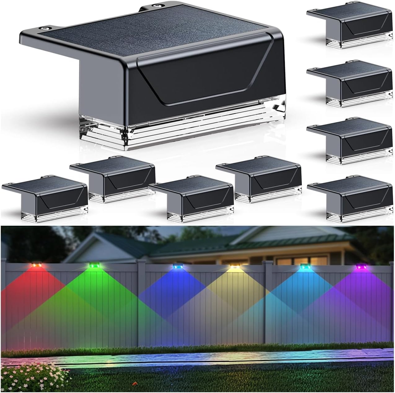 Solar Fence Lights Outdoor，3000/4000/6000K 3 Mode Fence Light Solar Powered