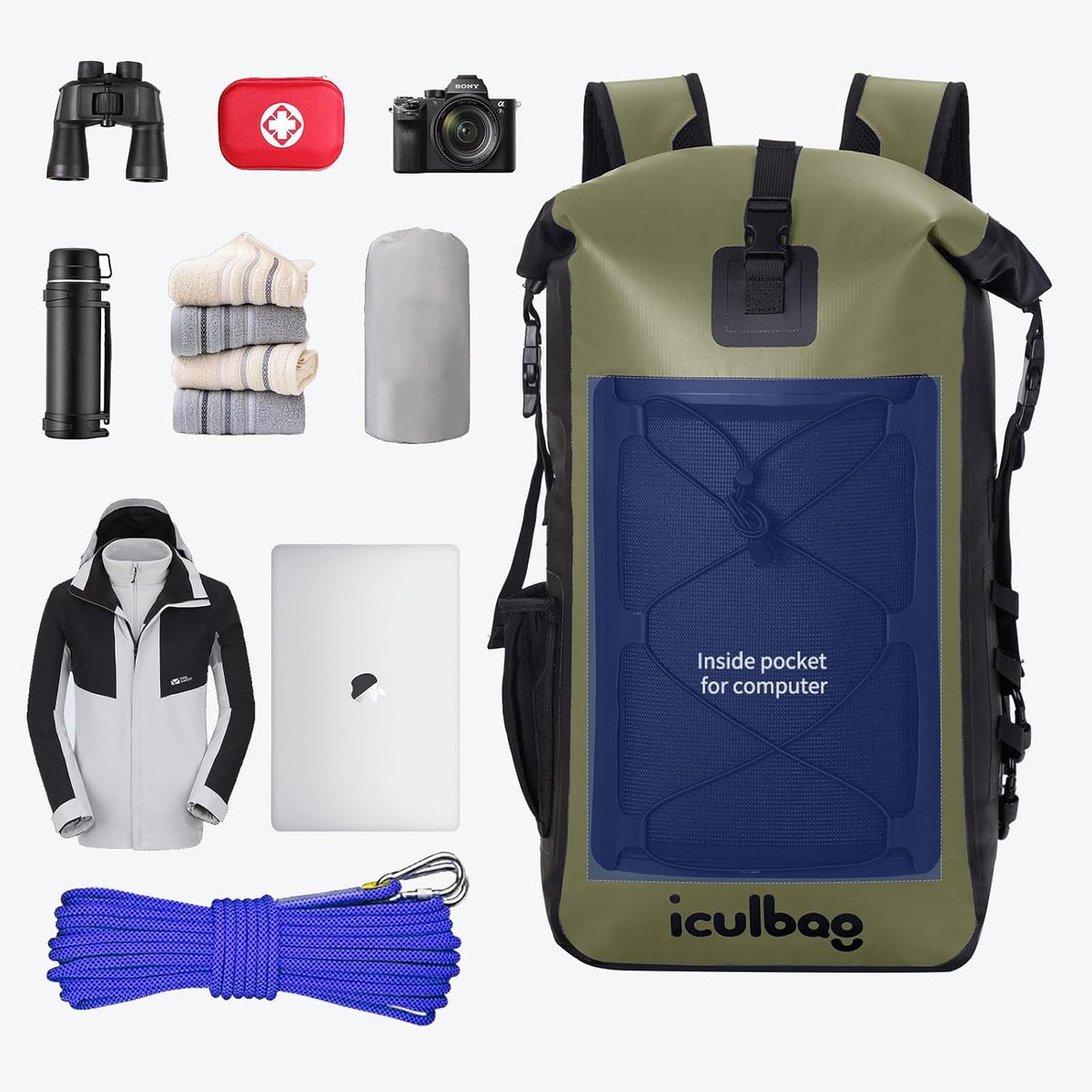 Dry Bags Waterproof Backpack for Women Men Travel Dry Bag Backpack Warterproof Bag for Kayaking Beach Boating 30L/40L