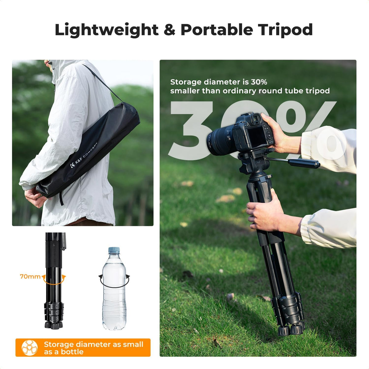 K&F CONCEPT 68" Camera Tripod Lightweight Portable DSLR Tripods