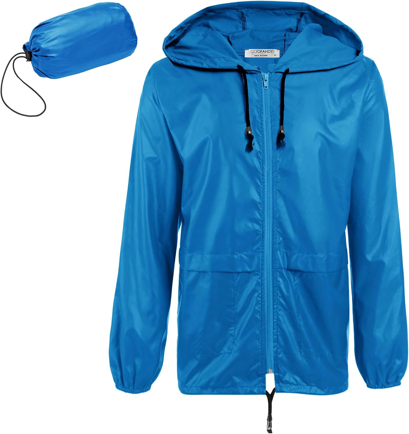 COOFANDY Mens Packable Rain Jacket Lightweight Waterproof Raincoat with Hood Outdoor Rain Gear Travel Hiking Cycling