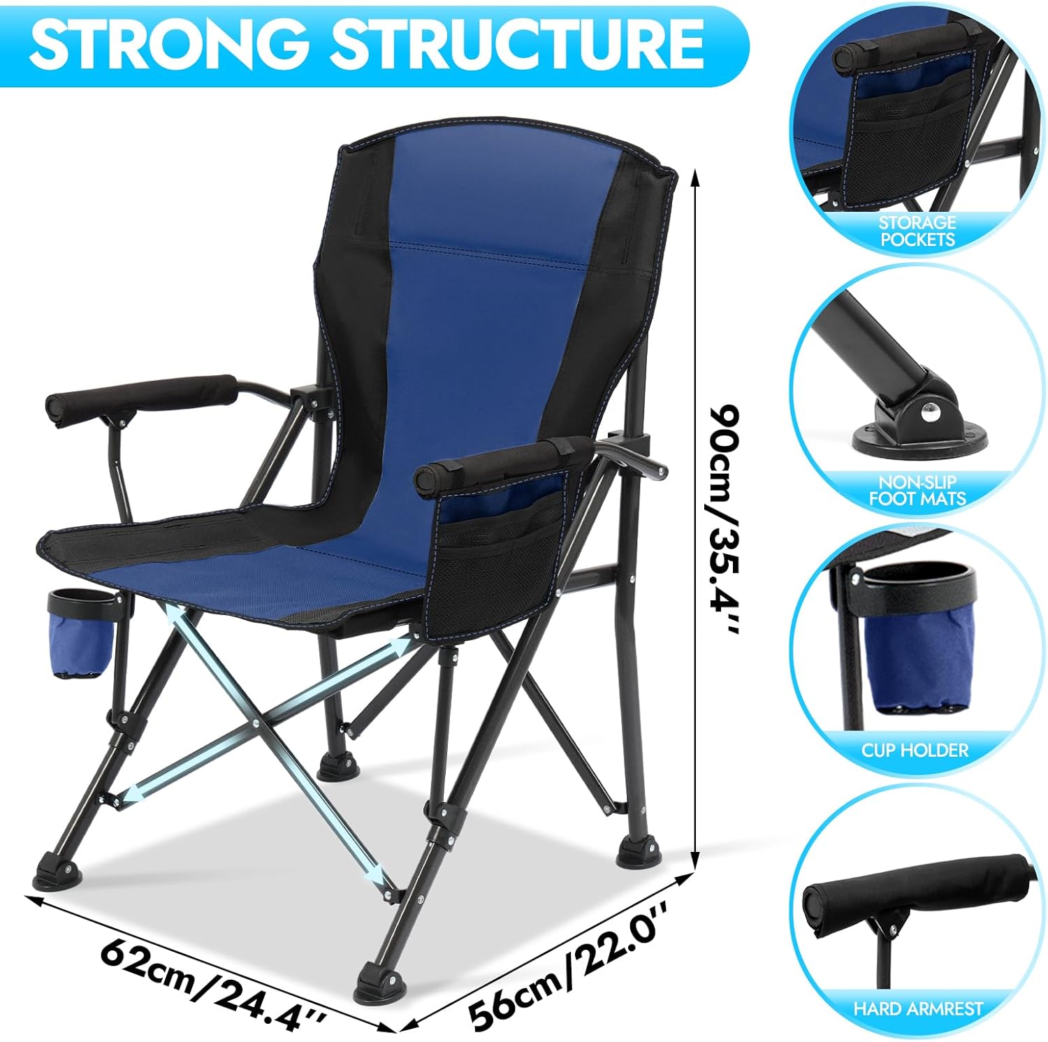 2 Pack Camping Chairs for Adults, 450 LBS Heavy Duty Camp Chair