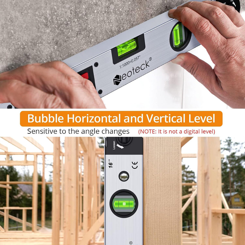 Neoteck 16 inch Digital Angle Finder 225°Aluminum Protractor LCD Backlight