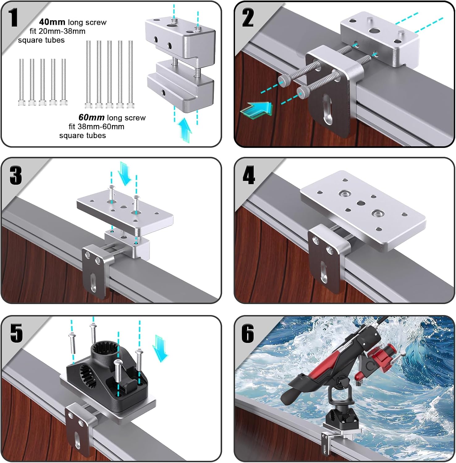 Combo Mount Fishing Rod Holders - 360 Degree Adjustable Boat Rod Rack