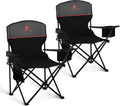 LET'S CAMP Camping Chair 2 Pack Folding Chair with 4-Can Cooler Bag