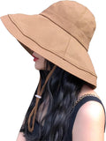 Wide Brim Bucket Hat - UPF50+ Protection Travel Beach Sun Hat with Semi-Rigid Adjustable Foldable Brim