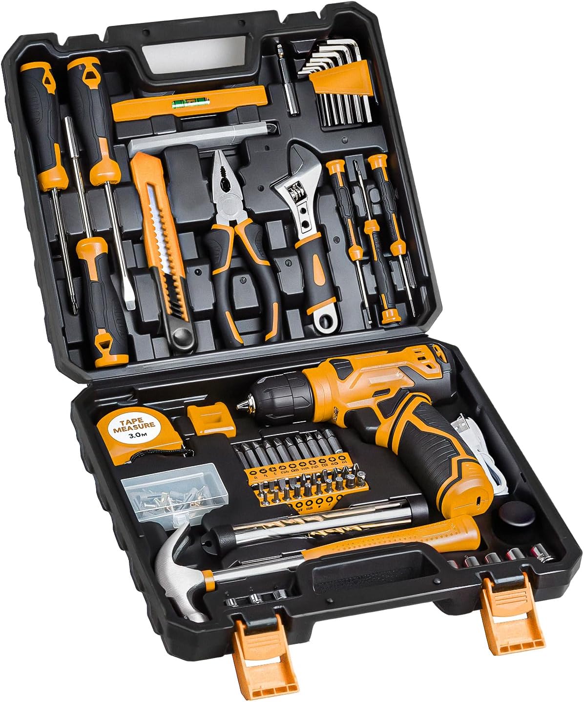 8V Cordless Drill Set, 132-Piece Home Tool Set for DIY & Home Improvement