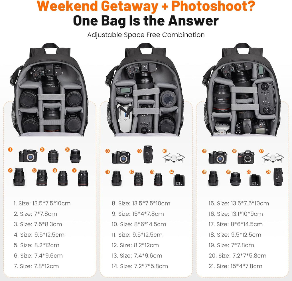 Cwatcun Camera Backpack, DSLR Bag Lightweight Water-resistant