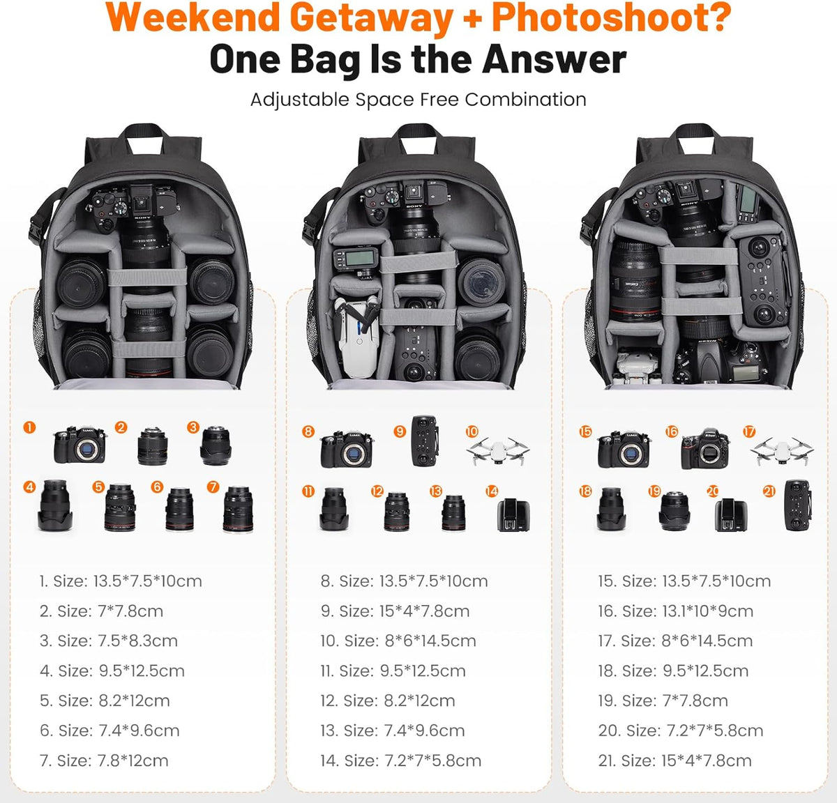 Cwatcun Camera Backpack, DSLR Bag Lightweight Water-resistant