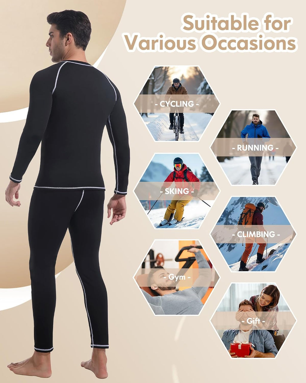Mens Thermal Underwear Long Johns Sets Cold Weather Base Layer Shirts