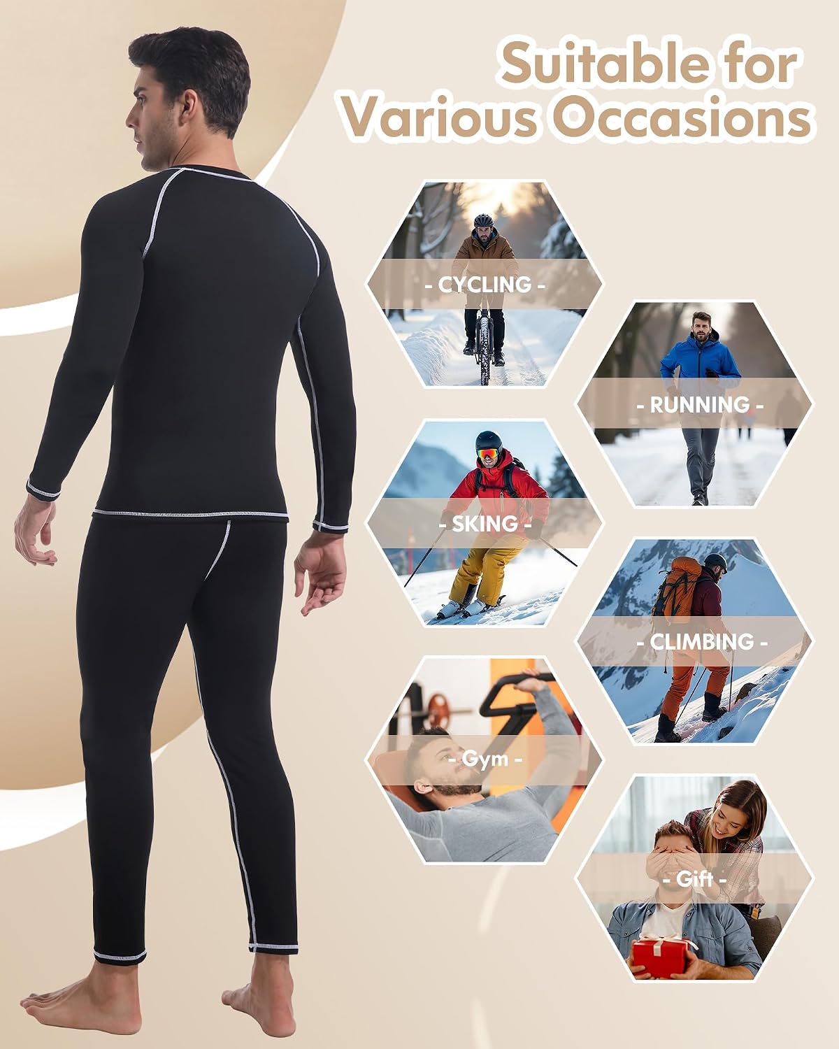 Mens Thermal Underwear Long Johns Sets Cold Weather Base Layer Shirts