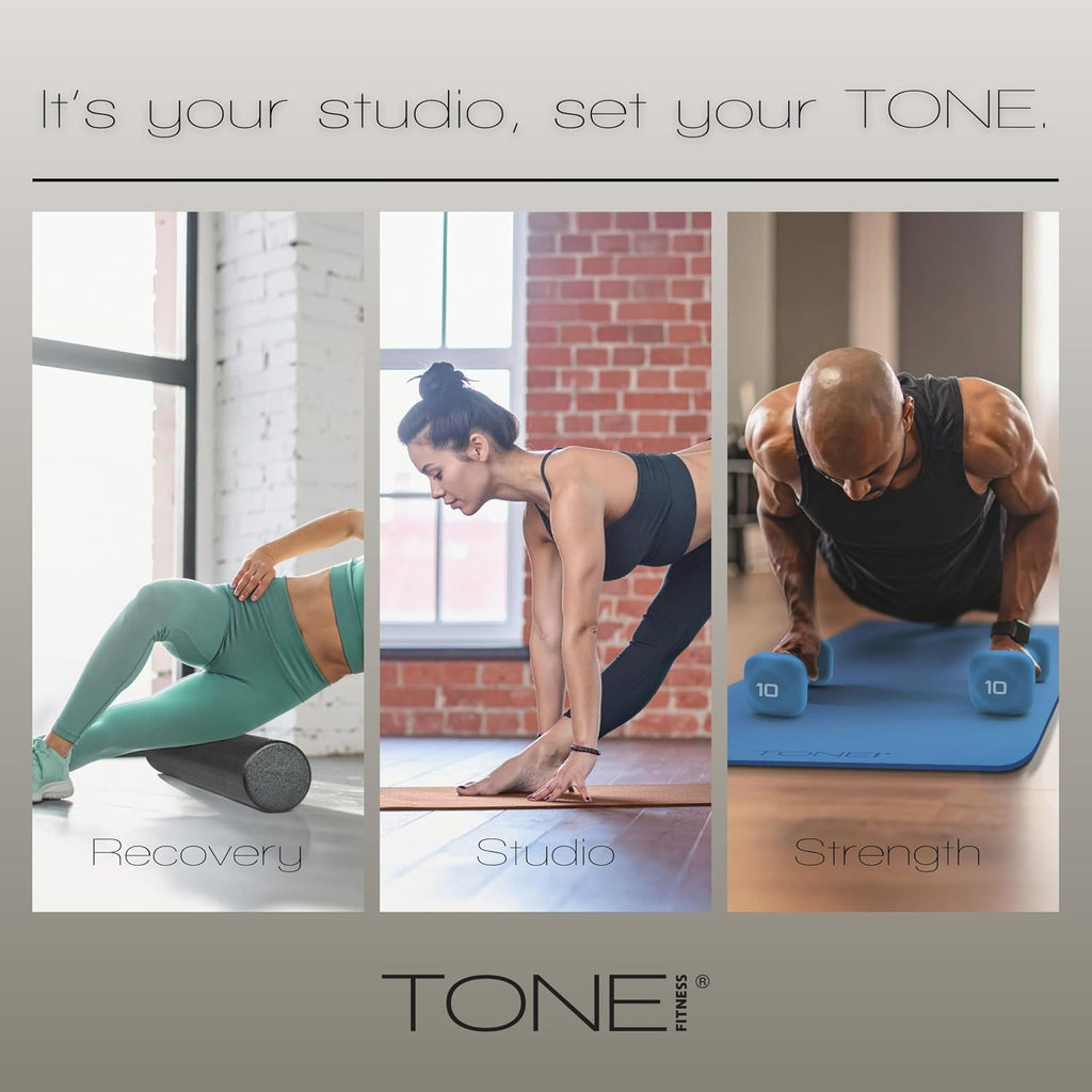 Tone Fitness 1" Extra Thick Yoga Mat, Exercise & Pilates Mat with Strap