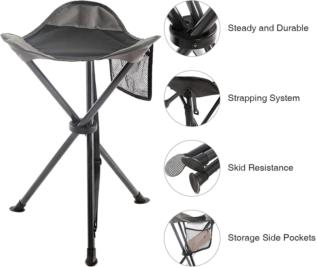 Portal Tall Folding Tripod Stool Portable Tripod Chair for Outdoor Camping
