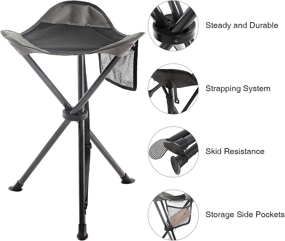 Portal Tall Folding Tripod Stool Portable Tripod Chair for Outdoor Camping