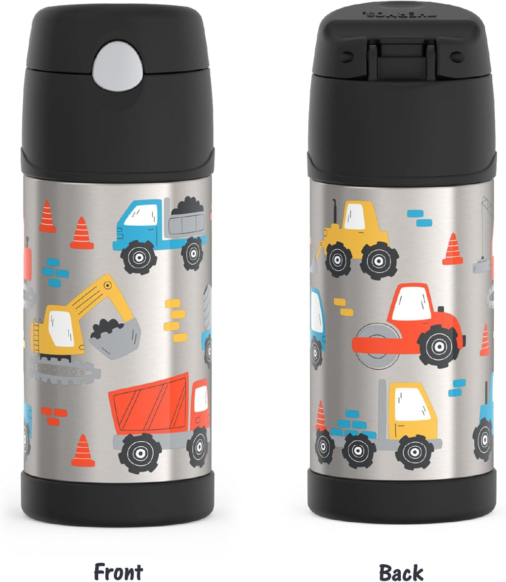 THERMOS FUNTAINER Water Bottle with Straw, 12oz, Construction Site