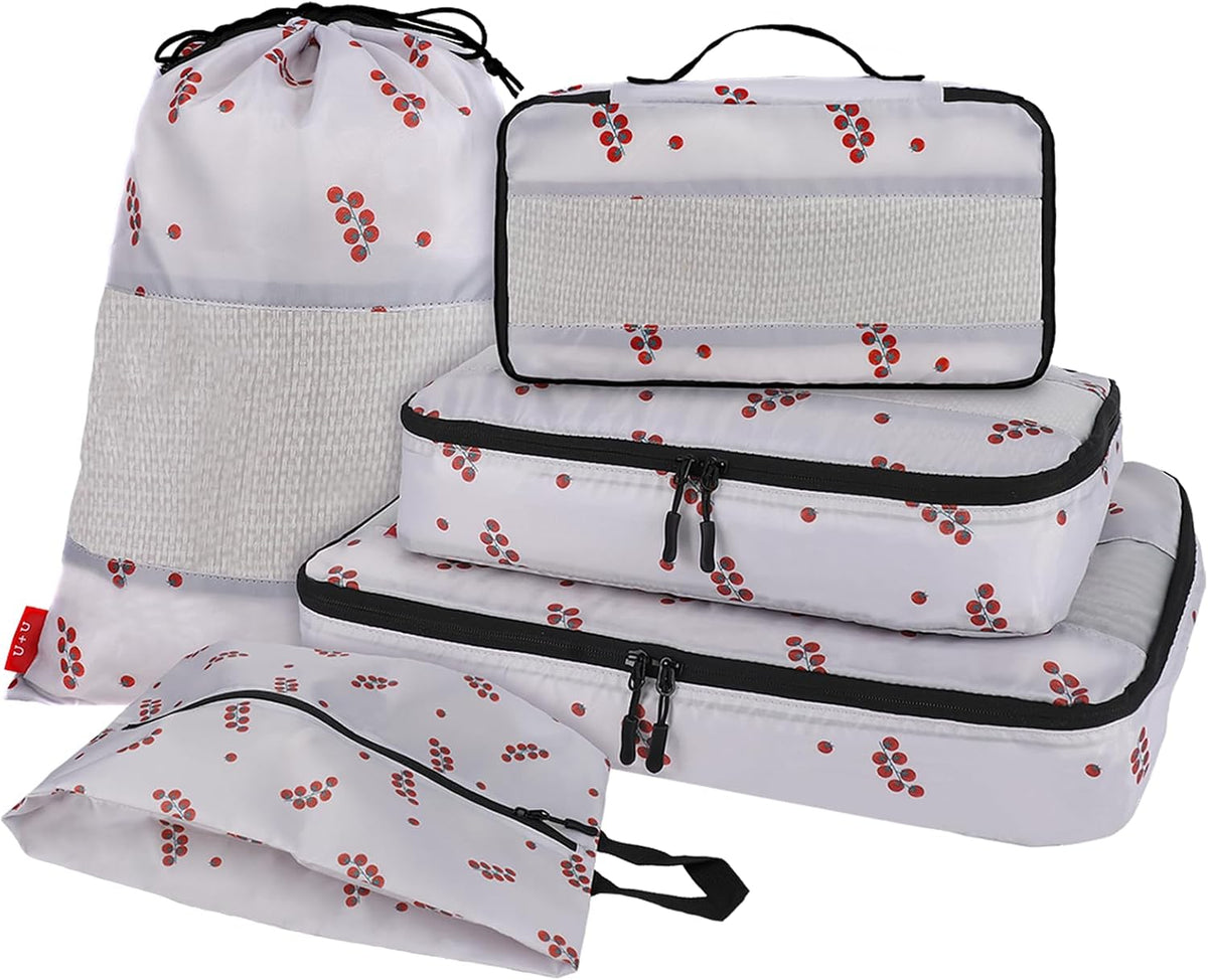U+U 5 Set Packing Cubes, Travel Organizers with Shoe Bag (Black)