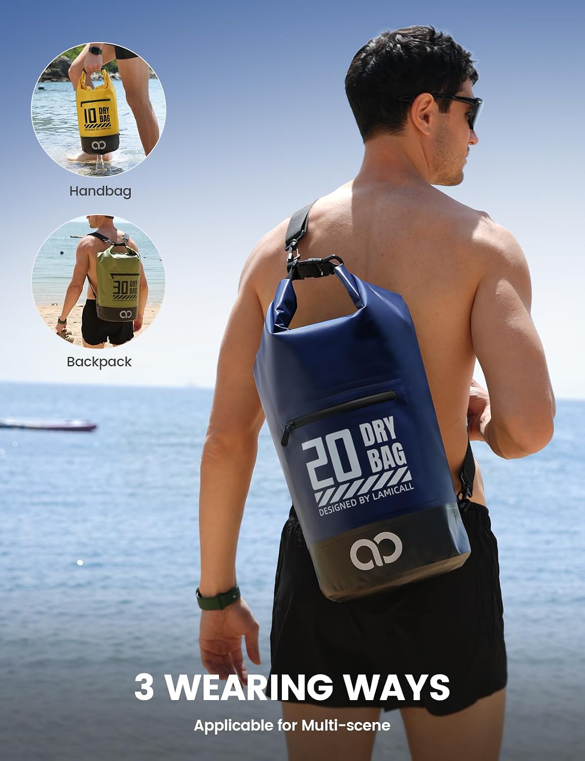 Lamicall Dry Bag Waterproof Backpack with Phone Pouch 5L/10L/20L/30L/40L