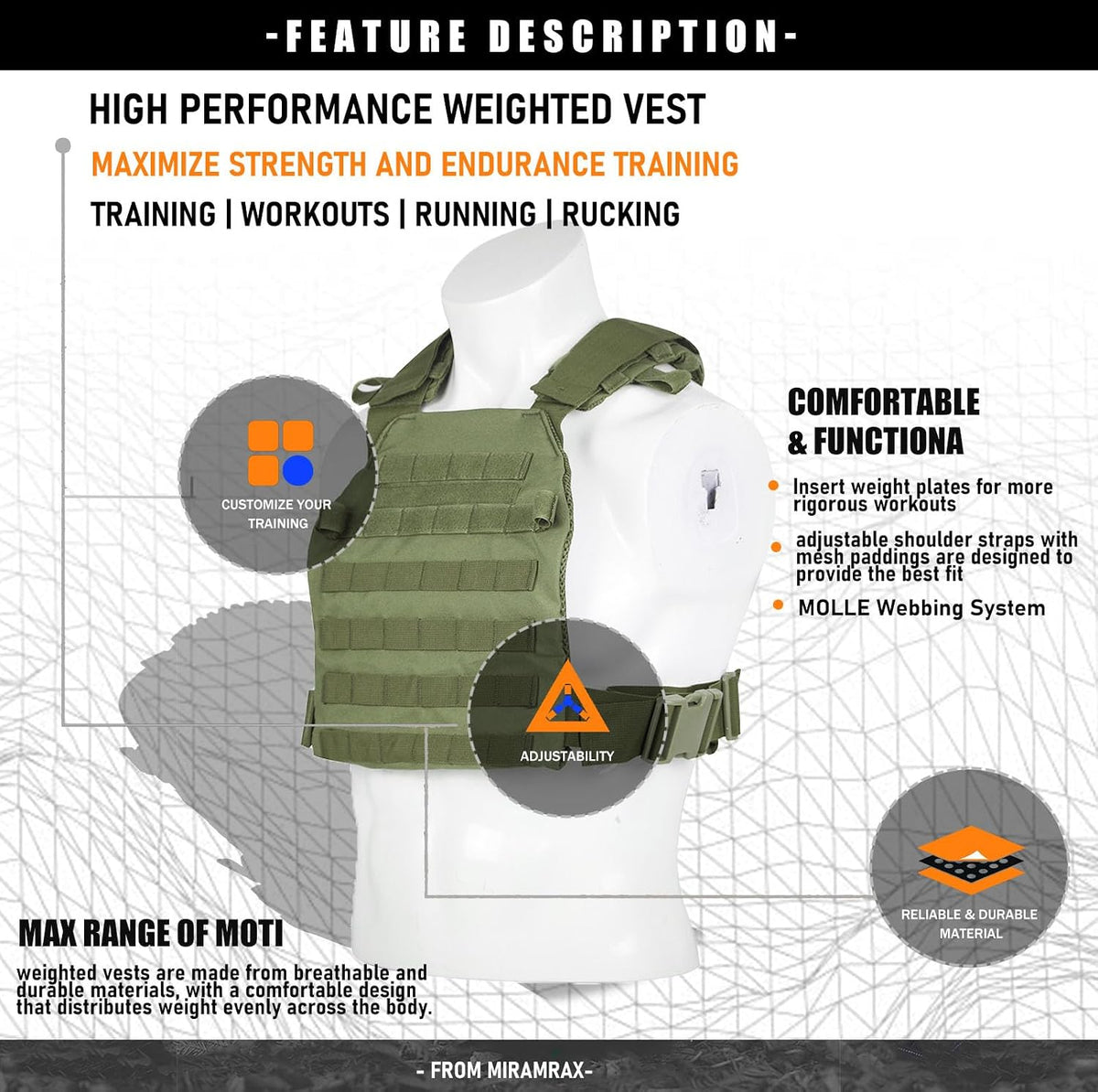 Tactical Weighted Vest for Men and Women Strength Training Running Workout