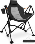 Romswi 1 Pcs Hammock Chair, Oversized Portable Folding Swinging Chair with Adjustable Back & Seat, Supports 440lbs for Outdoor, Patio, Lightweight Camp Chair Black (Without footrest)
