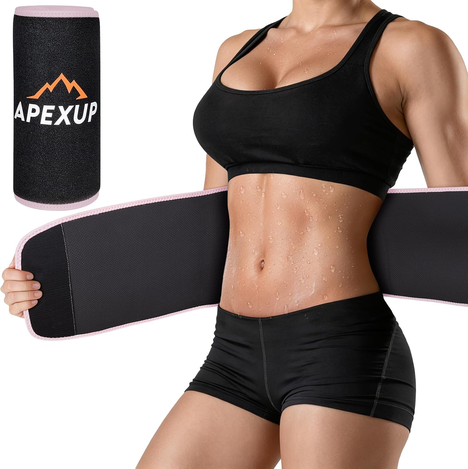 APEXUP Waist Trainer for Women Lower Belly Fat, Men Sweat Band, Stomach Wrap, Waist Trimmer with Removable Lumbar Support