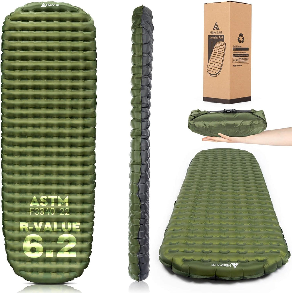 Hikenture Camping Sleeping Pad with 6.2 R-Value, Ultralight Camping Mattress for All Season, Compact & Insulated Sleeping Mat for Backpacking,Hiking,Outdoor