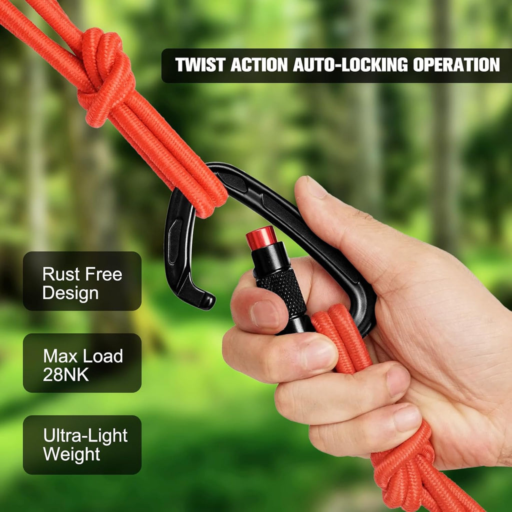 Oupeng sky Auto Locking Carabiner Clips - 28KN (6172lbs) Heavy Duty Caribeaners, Large Carabiner Clip for Keychains，Hammock，Camping, Gym, Hiking, Outdoor ，Dog Leash
