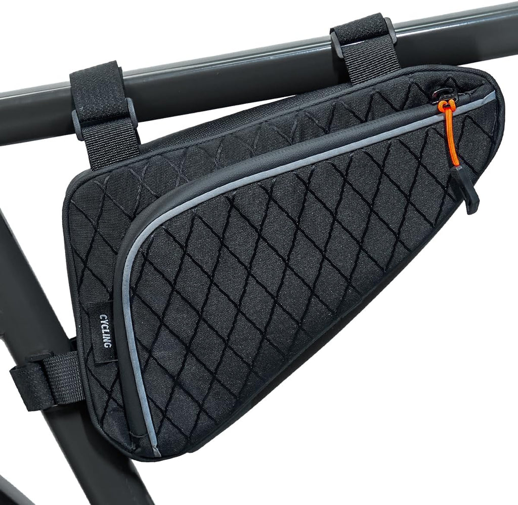 Bike Frame Bag, Reflective Water-Resistant Bicycle Triangle Pouch | 2L Two Side Pockets, Cycling Storage Tool Accessories Pouch for Mountain Road Bike